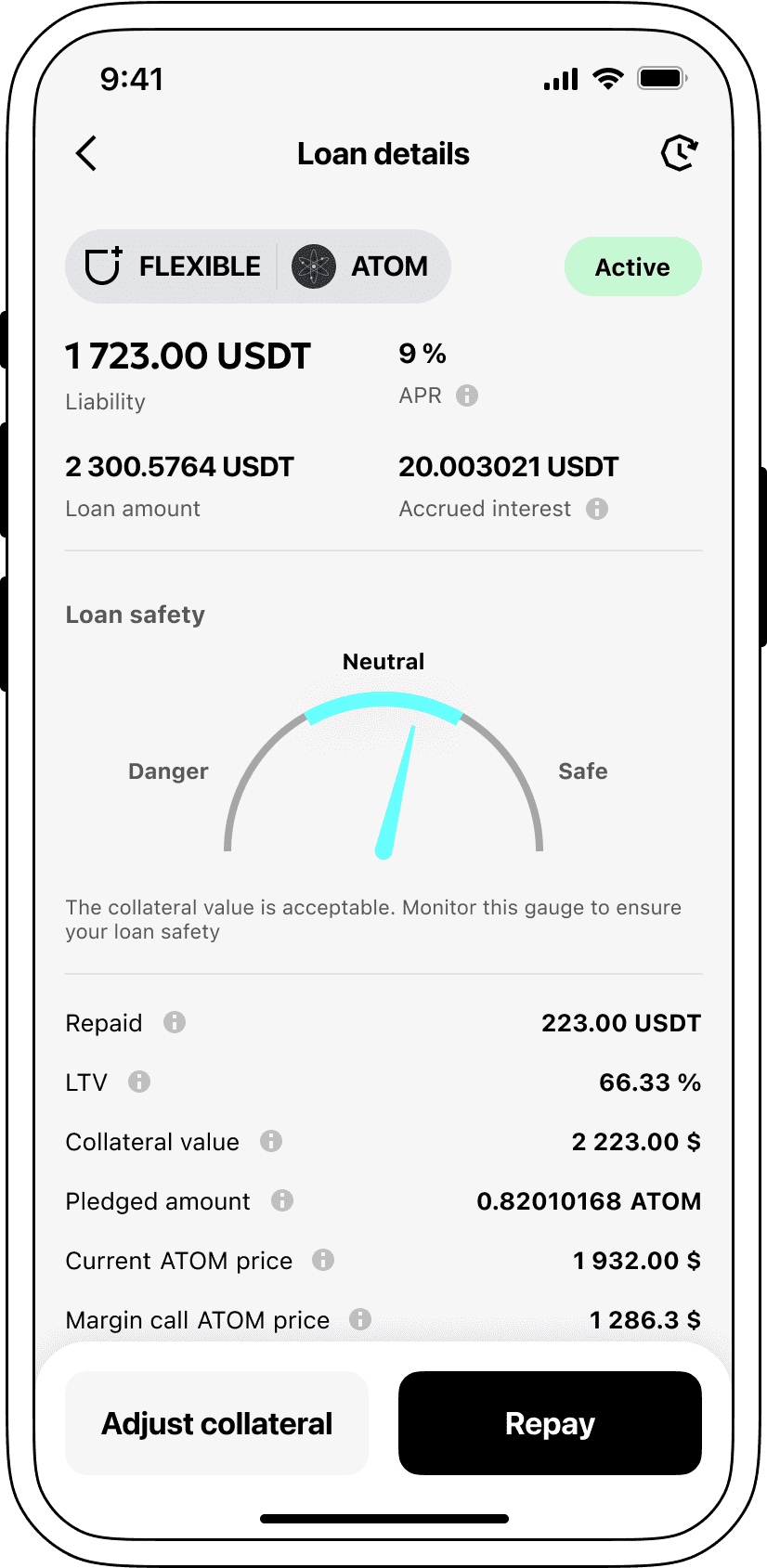 Interest rates for loans secured by Cosmos