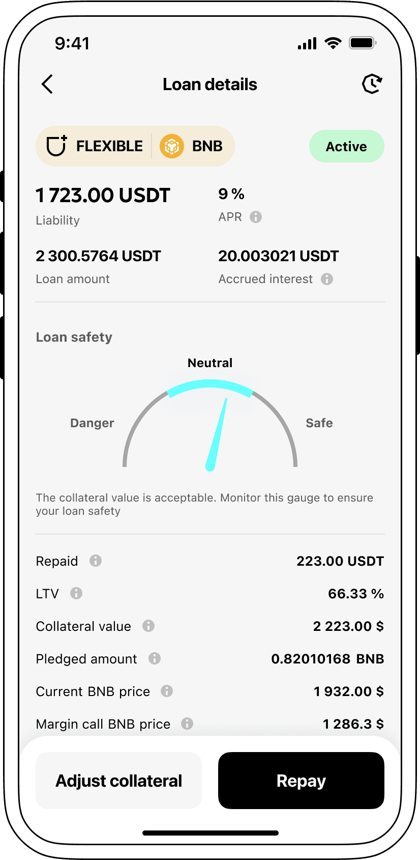 Interest rates on loans secured by BNB.
