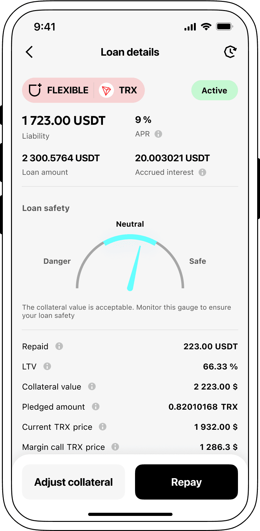Interest rates for loans secured by Tron.